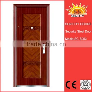 SC-S053 Red Shinny Color Finished Metal Swing Steel Doors thumbnail-1
