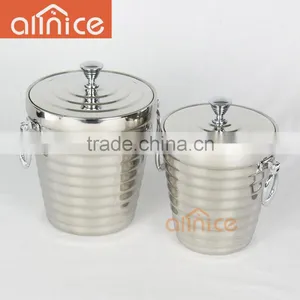 Unique Design Elegance Lines Ice Bucket With Tongs Stainless Steel (Grade 304) Wine Bucket/wine Cooler With Deluxe Mirror Finish thumbnail-2