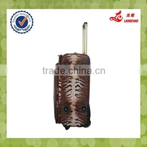 Two Wheels PU Leather Carry On Vintage Trolley Luggage thumbnail-6