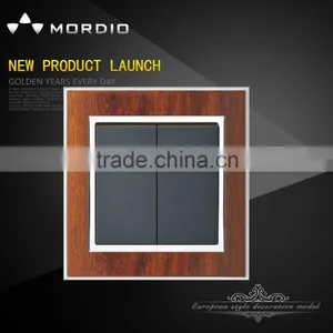 2016 Newest British Standard Wooden Color 2 Gang 1 Way Wall Switch thumbnail-1