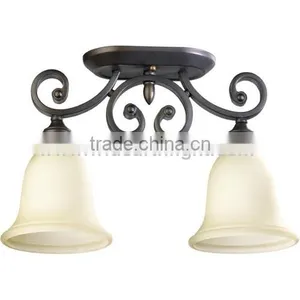 UL CUL Listed Painted Black Hotel Room Vintage Ceiling Mount Light Fixture With Double Glass Shades C80245 thumbnail-1
