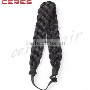 Afro Black Half Braid and Half Curly Long Synthetic Lace Front Braided Wig Braided Headband Wig Quality Choice thumbnail-4