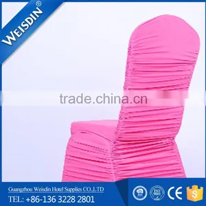Luxury Wedding Hotel Banquet Cheap Spandex Lycra Ruffled Chair Cover Wholesale China thumbnail-3