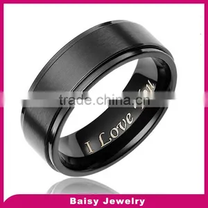 Custom Design 8MM Men's Black Titanium Ring Wedding Band Jewelry thumbnail-1