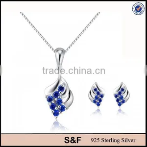 Silver Costume Jewelry Blue Zircon Pure 925 Sterling Silver thumbnail-1