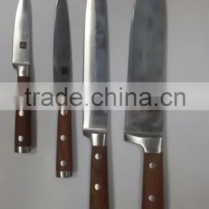 Colour Wooden Handle 5 Piece Set Containing Chopper Frozen Meat Knife thumbnail-5