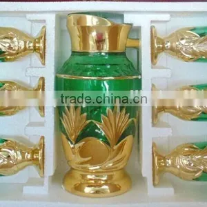 Stock Gold Colored Glass Drinkware Water Jug Set thumbnail-1