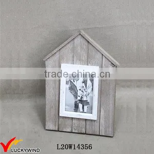 Small Wood Farmstead Chic House Shaped Photo Frame thumbnail-1