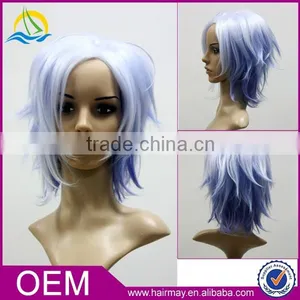 Blue Short Hair Wig 150% Density European Hair Full Lace Kinky Straight Wig thumbnail-1