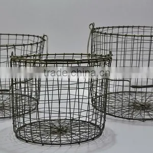 WIRE STORAGE BASKETS S/3 in RUSTIC FINISH thumbnail-1