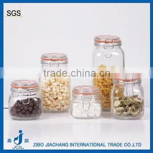 5sizes Glass Storage Jar With Glass Lid Metal Clip thumbnail-1