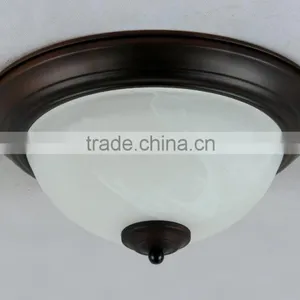 LED 13" 2*E26 Flush Mount Ceiling Fixture With Glass Shade Dark Dronze Finish and Satin Nickel CE, UL ,ETL ,ROHS thumbnail-1
