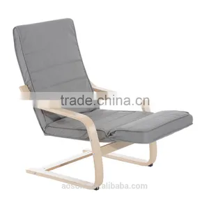 HomCom 39" Light Gray Reclining Bentwood Deck Chair thumbnail-3