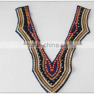 Customized Embroidery Ladies Garment Collar, Black Acrylic Beaded Necklace, Colourful Embroidery Collar for Garment thumbnail-5