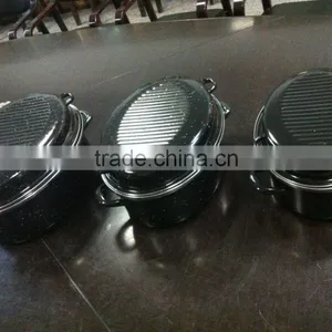 Enamel Roast Chicken Pot ,Enamel Roasting Pan , Enamel Oval Roaster , Self Basting Oval Roaster,Roast Chicken Machine, thumbnail-2
