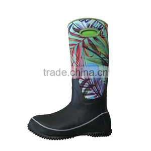 Ladies Vintage Long Patterned Rubber Boots thumbnail-3