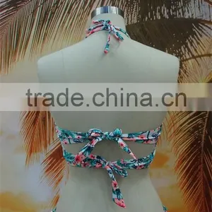 2016 New Arrival Flower Printed Retro High Waist Bikini thumbnail-2