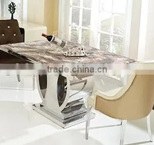 TH337 Stainless Steel Marble Top Dining Table for Sale thumbnail-2