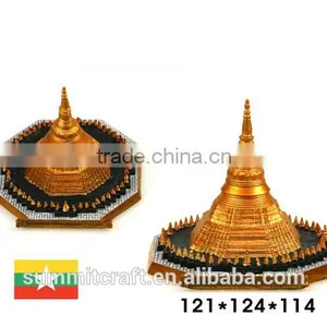 Hand Painting Yangon Pagoda in Burma Famous Building Miniature thumbnail-1