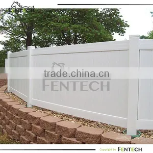 Fentech White Flat-Top Privacy Vinyl Fence With Flat Fence Post Cap thumbnail-1