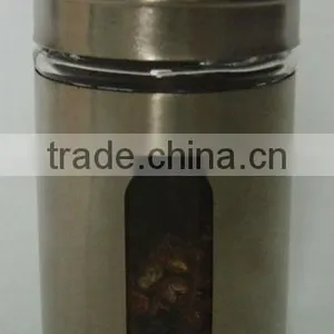 Zibo Wholesale Mini Cylinder Glass Spice Shaker Jar With Metal Coating thumbnail-1