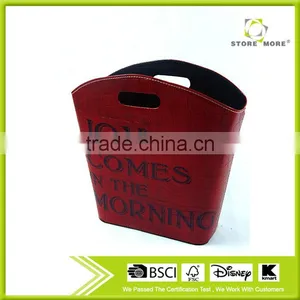 Red Eco-friendly Faux Leather Magazine Holder Bin Gift Basket thumbnail-1