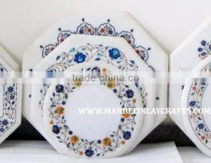 White Marble Inlay Coffee Table Tops Whole Seller thumbnail-1