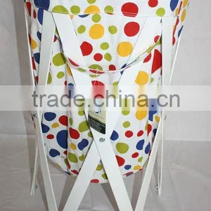 Patent Folding Wooden Laundry Hamper With Canvas Bag thumbnail-1