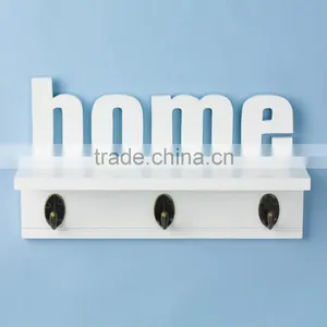 Home Decor MDF Vintage Metal Hooks Wall Shelf thumbnail-1