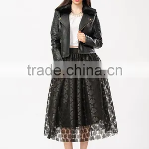 Wholesale New Fashion Fur Collar Leather Lady Jacket thumbnail-4