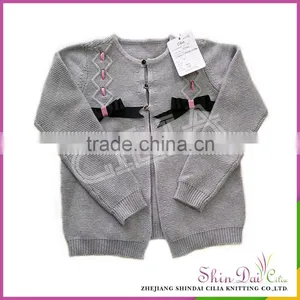 Wholesales Fashionable Korean Style 100% Cotton Kids Sweater With Bow thumbnail-1
