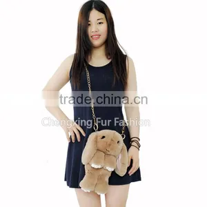 CX-H-15 Fashionable Cute Rabbit Fur Pattern Ladies Bag With Chain thumbnail-4