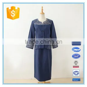 Linen Long Sleeve Royal Formal Women Skirt Suit With Organza Fabric thumbnail-1
