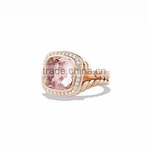 Big Gemstone With CZ Studded Rose Gold Plated Ring thumbnail-1