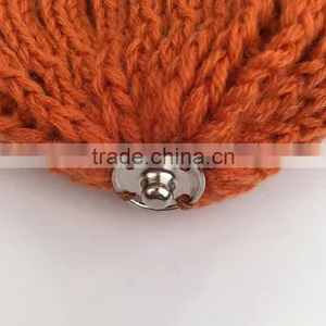Myfur Fashion Orange Color Customized Fox Fur Pom Pom Knitted Hat thumbnail-4