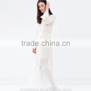 Sexy Relaxed Fit Tie-up Front Sheer Lace Bath Robe for Women thumbnail-5