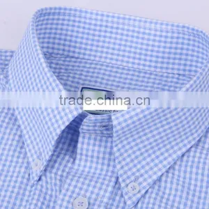 2017 New Light Blue Checks Men's Short Sleeve Shirt Wholesale thumbnail-4