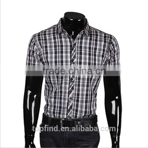Popular Africa Market Short Sleeve Check Pattern Mens Shirt Design With Customised Logo for Oem thumbnail-4
