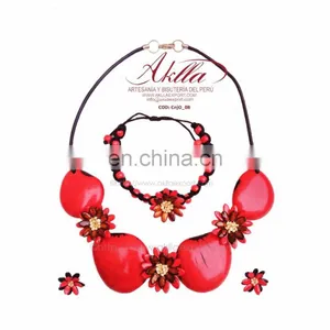 Tagua, Melon and Kiwicha Organic and Ethnic Sets: Necklaces, Earrings and Wristbands thumbnail-2