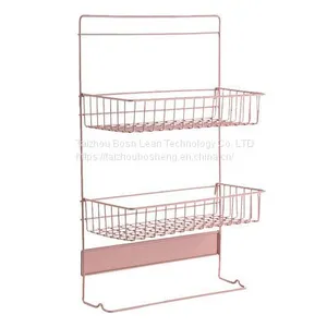 3Tiers Metal Mesh Basket Storage Rack With Hooks For Bathroom Kitchen Storage Shelves Toiletries thumbnail-3