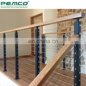 Modern Home Decorative Designs 304 316 Stainless Steel Balcony Designs Wire Cable Railing Post thumbnail-6