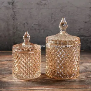 Colored Plating Transparent Glass Sugar Bowl Candy Jar Storage Jar Wedding Candy Cup thumbnail-1