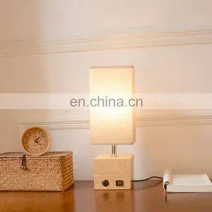 Solid Wood Table Lamp USB Home Living Room Bedroom Bedside Led Night Light Creative Warm Light Remote Control Lamp thumbnail-3
