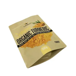 High Quality Stand up Zipper Kraft Paper Plastic Turmeric Cinnamon Powder Packaging Bag thumbnail-3