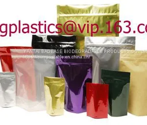 BIODEGRADABLE COMPOSTABLE, PLA, CORN STARCH PLA Stand Up Pouch Zipper Bag , Zipper Bag For Food, ECO FIRNEDLY, GREEN PAC thumbnail-1