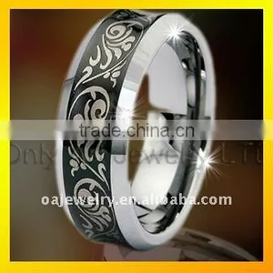 2013 NEW Fashionable Mens Ring ,black Engravable Tungsten Jewelry Paypal thumbnail-1