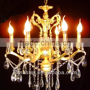 Hot Sale 2013 5 Star Hotel Gold Color Crystal Modern Pendant Lights With 6Lights Chrome Finished thumbnail-2