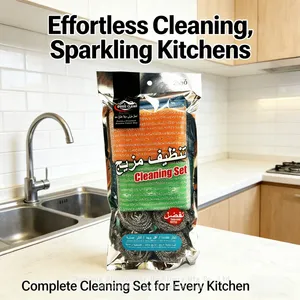 Supermarket Exclusive Cleaning Ball Set Stainless Steel Scourer Dish Wash Sponge Pad for Household Clean thumbnail-1