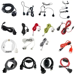 Customise Plug In Twisted Cable US Power Plug Lamp Cord With E26 Brass Lamp Holder Bulb Socket thumbnail-2