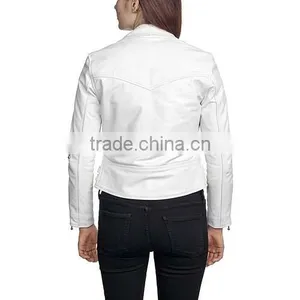 Classic British Style Womens Leather Motorcycle Jacket thumbnail-6